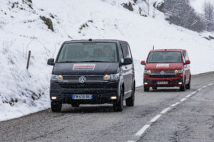 Two vans on route