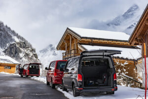 Cars parked at chalet