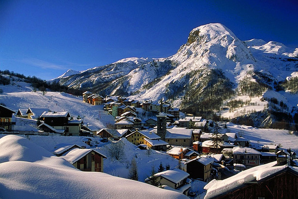 Snow covered village in the alps
