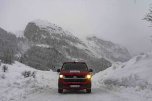 Van in snow
