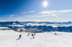 Skiers on glassier in Tignes