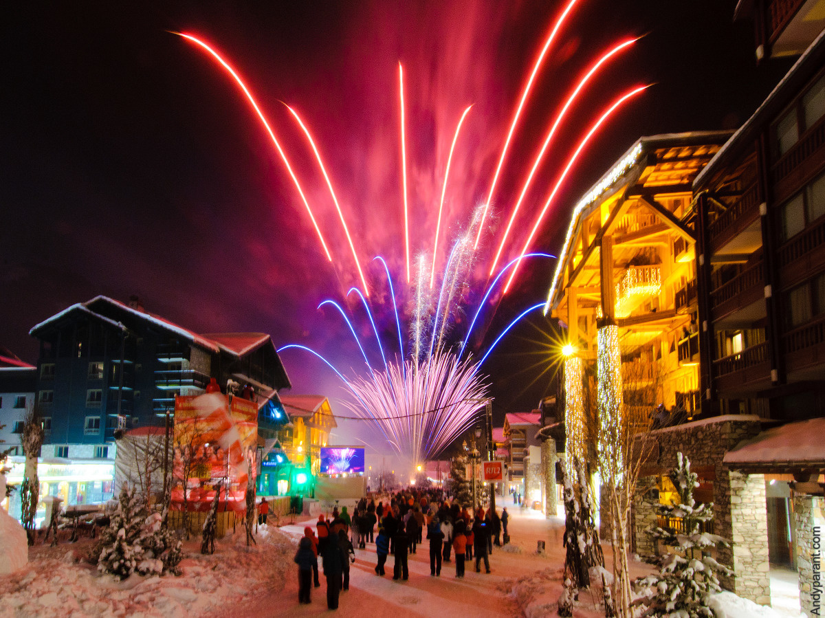 ValdIsere town with fireworks display