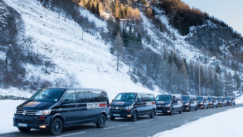 Line of Mountain Rescue vans