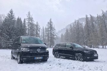 Business class vehicles in the snow