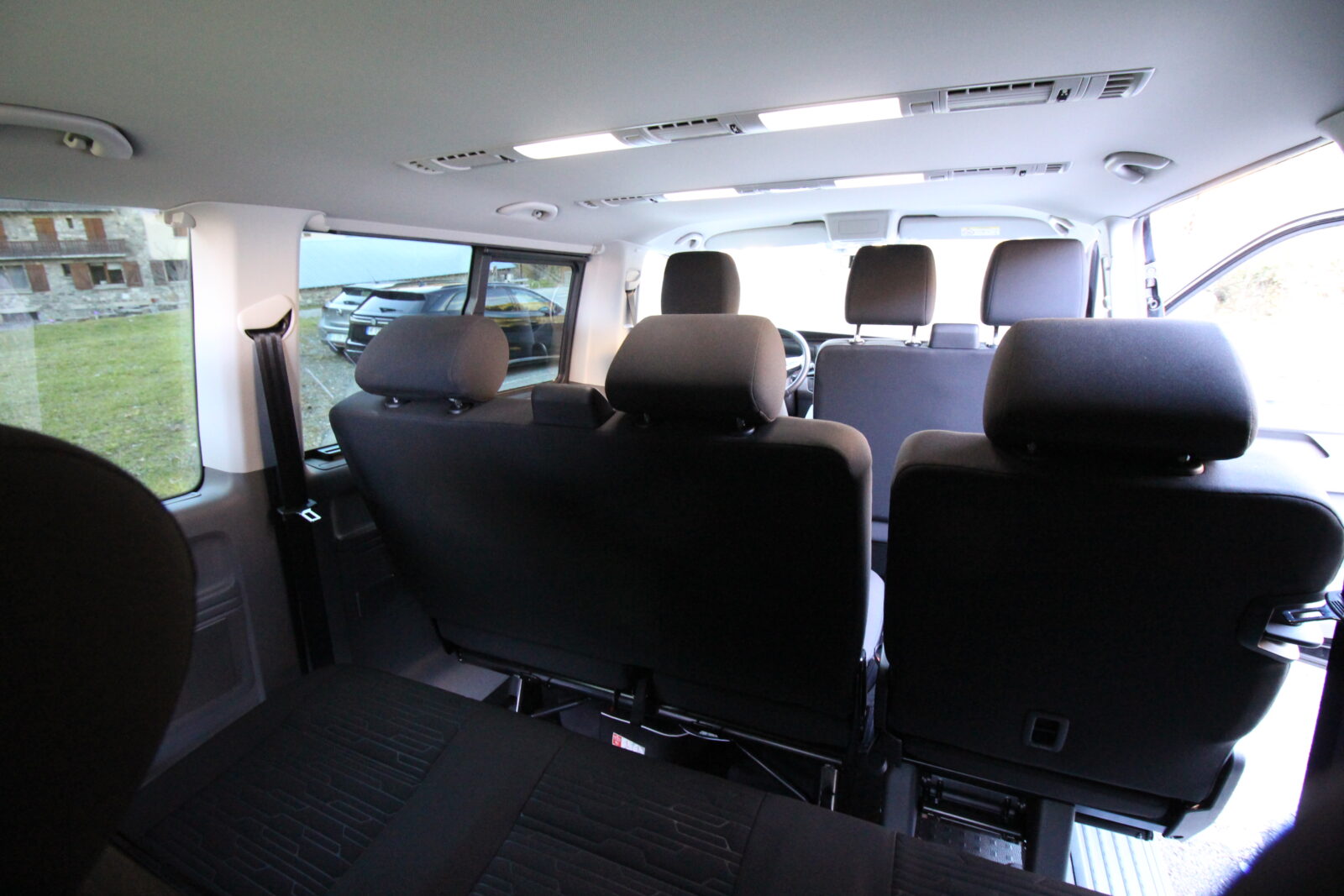 Inside a VW Caravelle 9 place