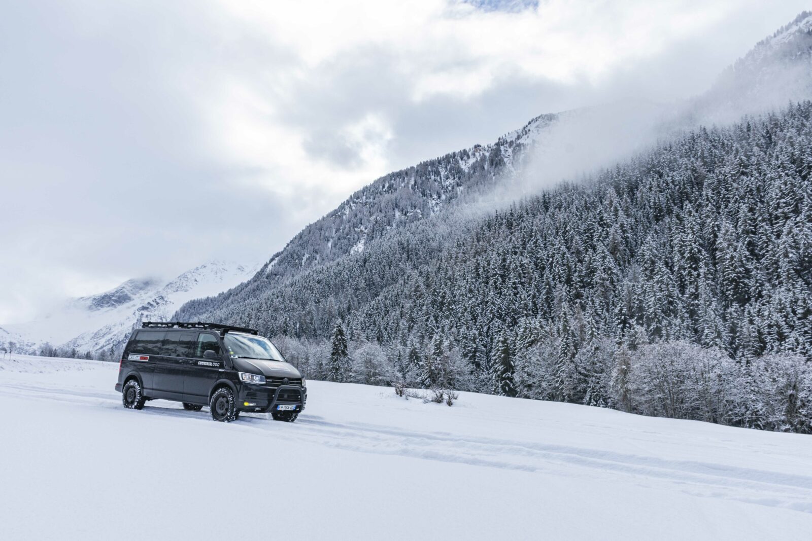Minibus in the snow